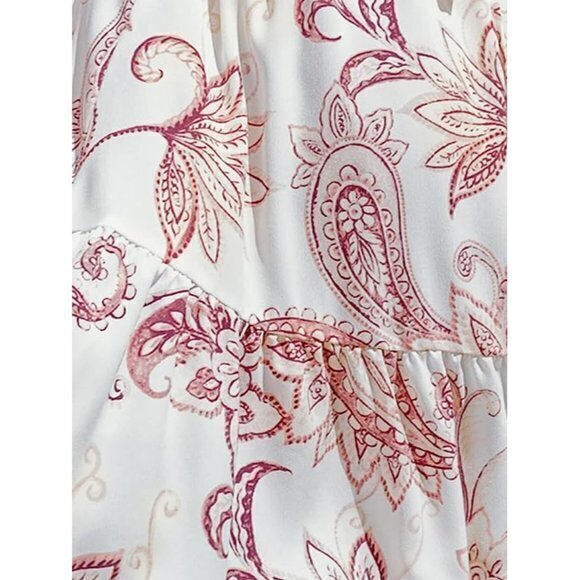 Cupshe Plunge Ruffle Fitted Waist Tie A-Shape Dress White Pink Size Large‎ - Picture 14 of 14